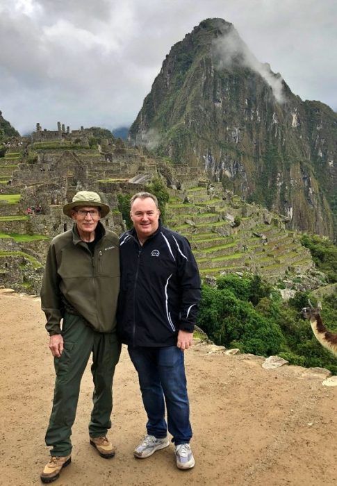 Cary standing in Lima, Peru